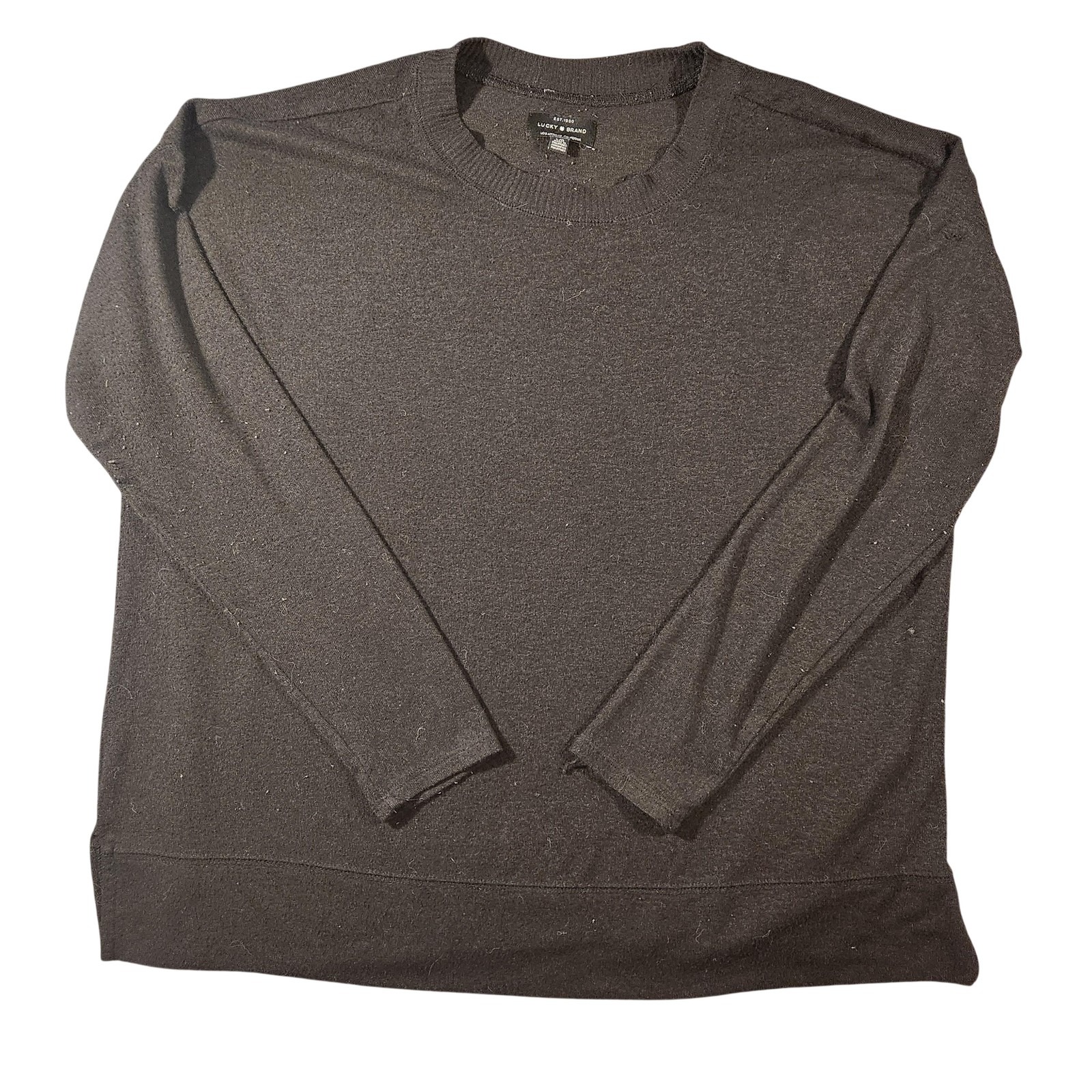 Lucky Brand Sweater Mens Large Black Crewneck Knit Pullover Casual 7wc7008